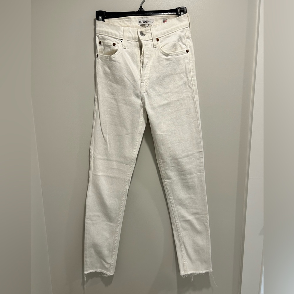 Re/done comfort stretch high rise white jeans